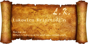 Lukovics Krisztián névjegykártya